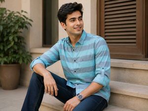 Sky Blue Striped Casual Shirt 👔