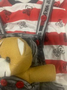 Cute Teddy Bear Overalls Set for boys