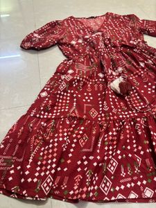 Boho Chic Maroon Printed Mini Dress