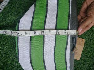 Green &amp; White Striped plant pot cover