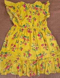 Yellow Floral Dress with Ruffle Sleeves