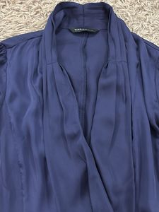 Elegant Navy Blue Wrap Top