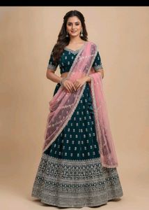 Stunning Teal Embroidered Lehenga Choli