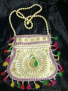 Embroidered Peacock Clutch Bag