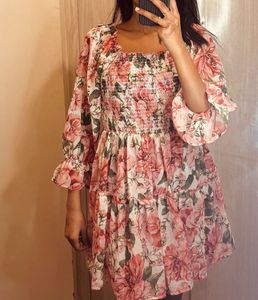 Korean Floral Mini Dress