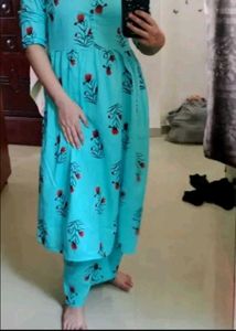 Beautiful Light Blue Floral Kurta Set
