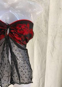 Exquisite Red &amp; Black Lace Top