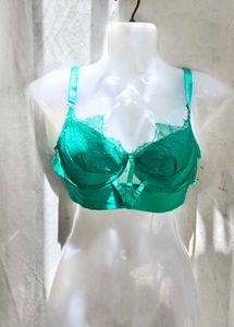 Emerald Green Lace Trim Bra
