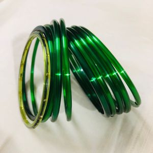 🌈 Set of 9 Green Glass Bangles 🌈
