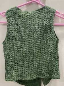 Textured Green Sleeveless Top