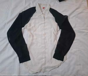 Chic y2k White &amp; Black Button-Up Shirt