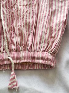 Pink Striped Tiered Maxi Skirt