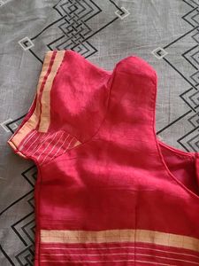 Pink &amp; Red Tie-Dye Saree