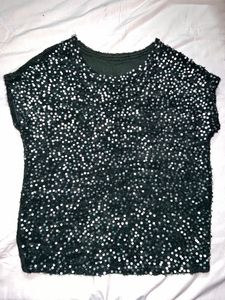 Sequin Dark Green Party Wear Top