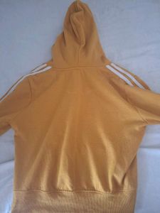 Yellow Cropped Hoodie with Stripe Details