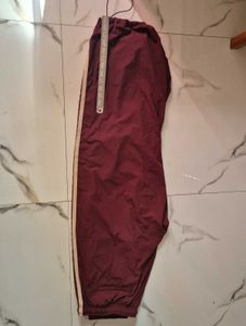 Maroon Track Pants with Side Stripes