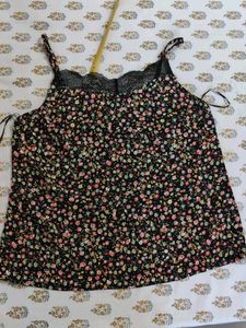 Floral Cami Top with Lace Trim