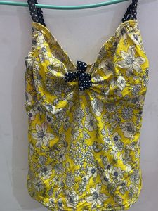 Yellow Floral Bikini Top