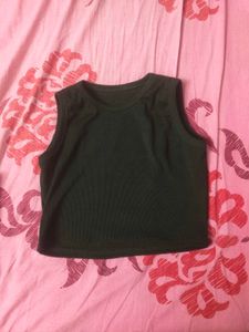 Sleeveless Dark Green Cropped Top