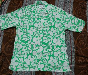 Green Floral Print Short Sleeve Shirt