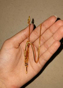 Unique Wire-Wrapped Ear Cuff with Blue Gem
