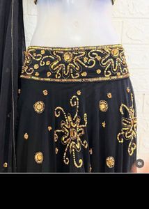 Elegant Black &amp; Gold Lehenga Choli