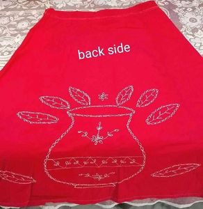 Vibrant Red Embroidered घेरेदार peticot