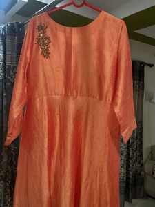 Elegant Orange Kurta with Embellishment