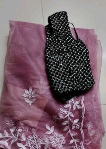 Elegant Pink Saree with White Embroidery