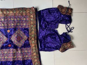 Blue Embroidered Bandhni  Saree with Blouse