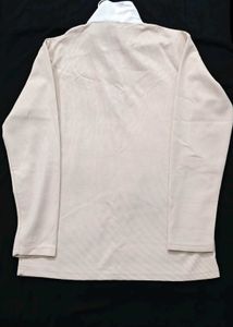 Light Yellow Polo Neck Zipper Top