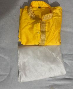 Men’s Yellow embroidered Haldi Kurta Pajama Set