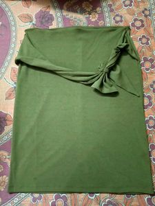 Olive Green Ethnic Skirt with Tie Detail