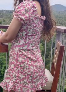 Floral Print Puff Sleeve Mini Dress