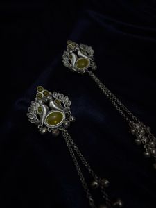 Kashmiri Oxidized Silver jhumka 💛🦚