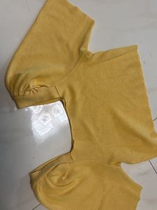 Yellow Puff Sleeve Crop Top