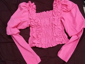 Chic Pink Puff Sleeve Top