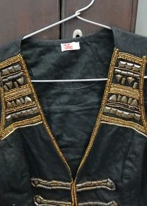 Embellished Black Vest - XL Size