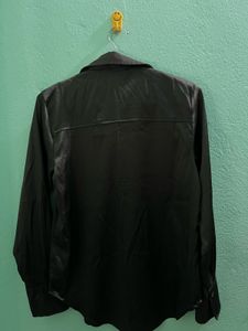 Satin Collared Button-Up Top