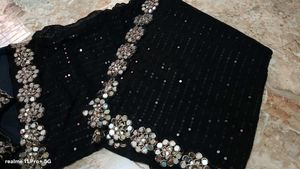 party wear mirror work saree