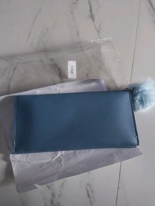 Cute Blue Wallet with Pom Po