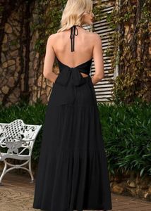 Elegant Black Halter Maxi Dress