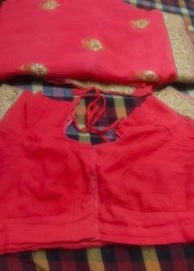 Beautiful Red Embroidered Saree