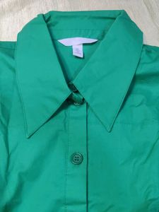 Green Button-Up Peplum Top