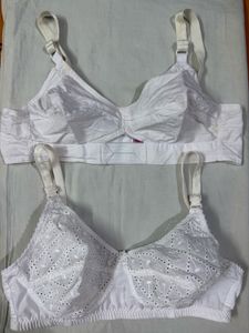 White Cotton Bras - Pack of 2