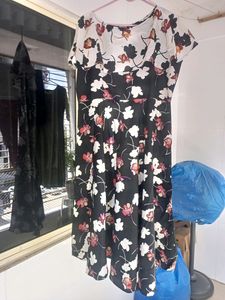 One Piece Black White Flower Print