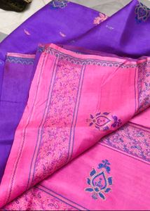 Vibrant Pink & Purple Silk Saree