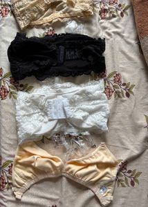 4 Lace Bandeau Bra Set - 3 Colors