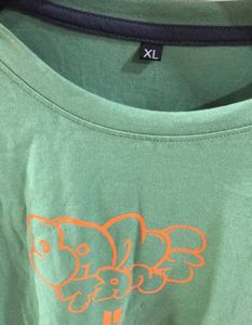 BTS BT21 Characters Oversized Olive Green T-shirt