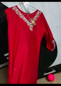 Elegant Red Embroidered Kurta